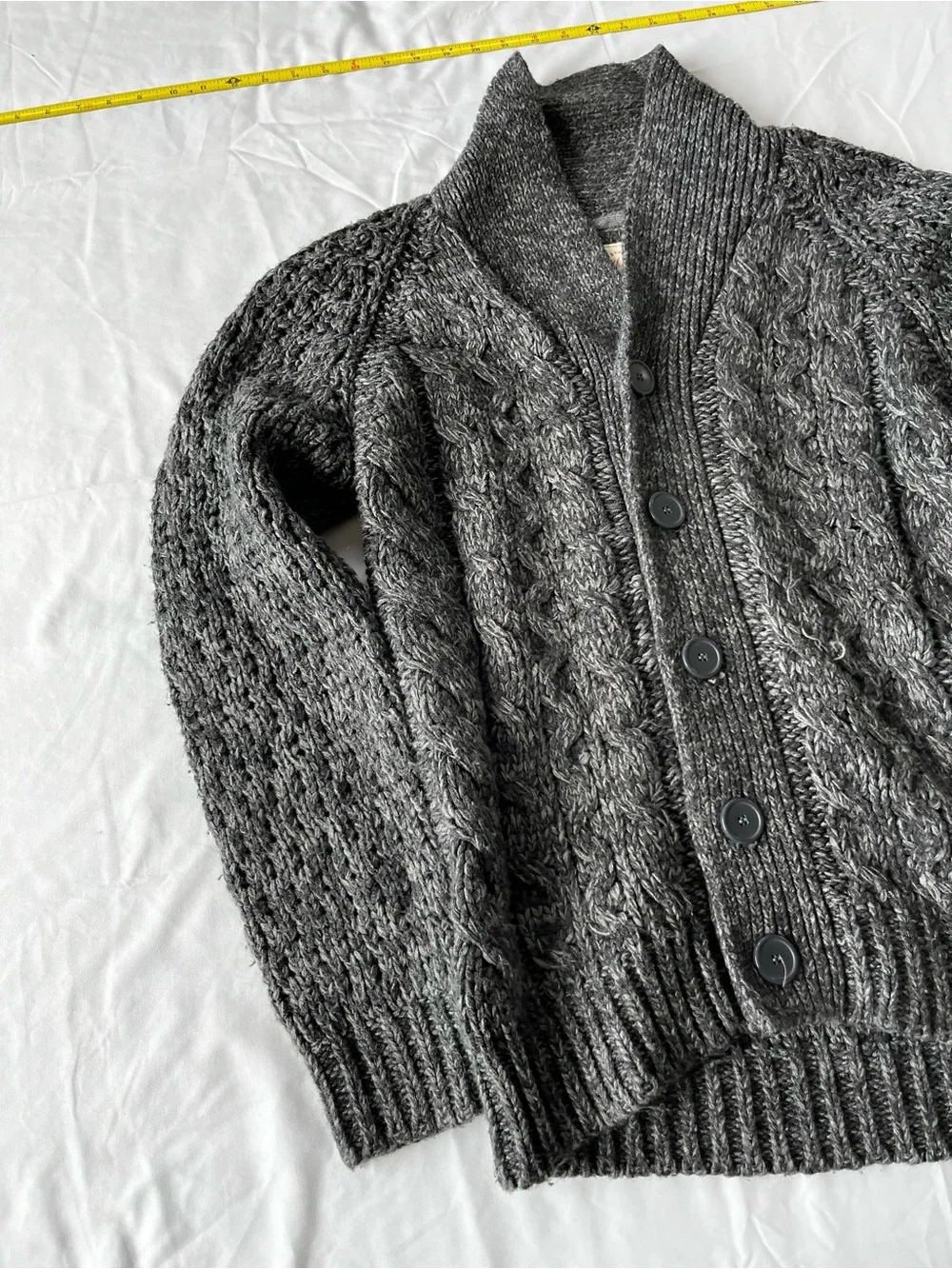 Weatherproof Men's Charcoal Cable-Knit Shawl Collar Cardigan